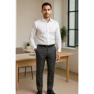 Hugo Boss Men’s Dress Pants 30R Gray Slim Fit Wool Blend Flat Front Trousers